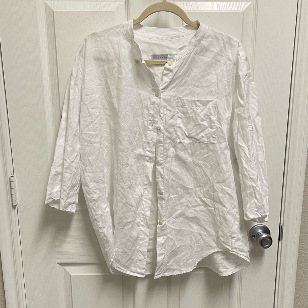 Hannah Lavery White Linen Button Down
